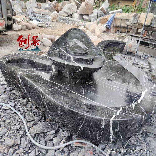 廣東異形黑山石加工廠家 黑山石水缽創意全面實景拍攝案例圖